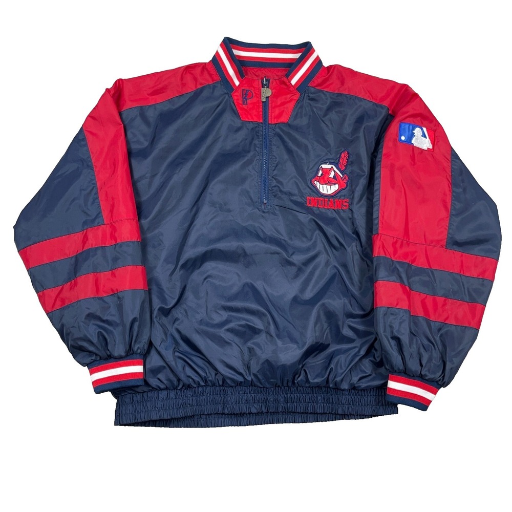 Vintage Cleveland Indians Jacket Men XL Pullover Windbreaker Reversible 90s MLB